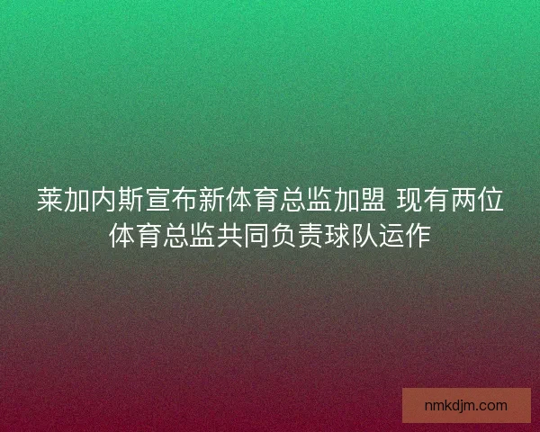 莱加内斯宣布新体育总监加盟 现有两位体育总监共同负责球队运作